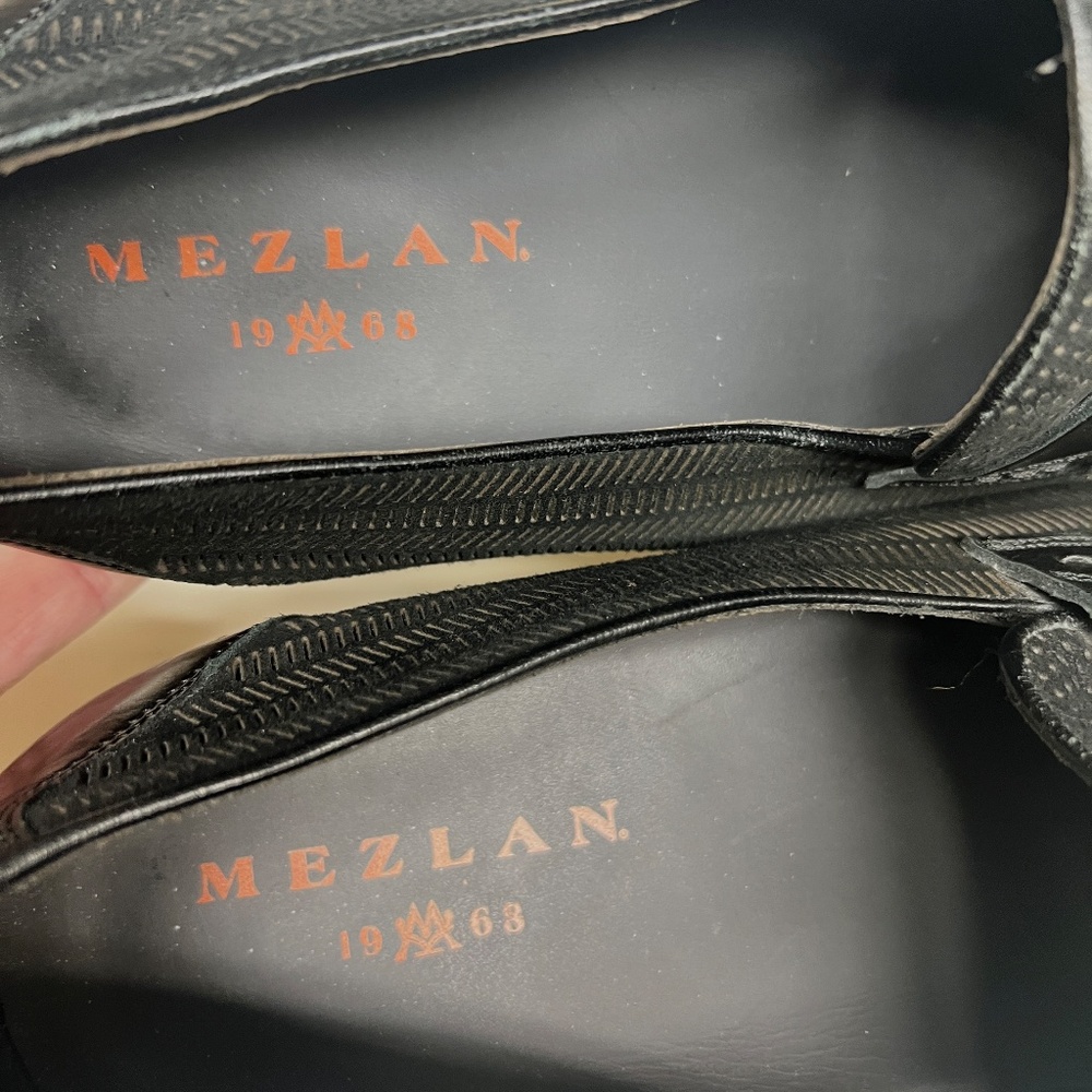 Mezlan "Rogier" 5890 Black Genuine Burnished Patterned Suede Penny Loafer 12D - Picture 10 of 12